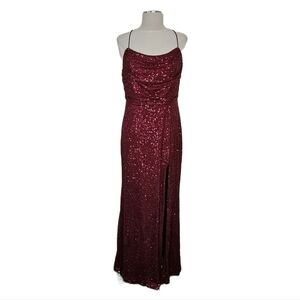 Sequin Burgundy strappy party dress women's XL
